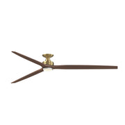 Fanimation Spitfire 96in Flush Smart Ceiling Fan | Brushed Satin Brass and Whiskey Wood Blades | Covered Patio & Great | Model FPD6721BBS-96WK-DWLK-F