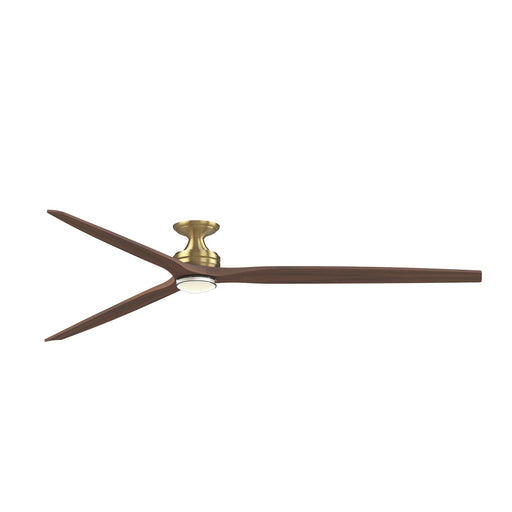 Fanimation Spitfire 96in Flush Smart Ceiling Fan | Brushed Satin Brass and Whiskey Wood Blades | Covered Patio & Great | Model FPD6721BBS-96WK-DWLK-F