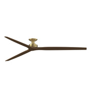 Fanimation Spitfire DC Custom 96in Flush Ceiling Fan | Brushed Satin Brass and Whiskey Wood | Covered Patio & Great Room | Model FPD6721BBS-96WK-F