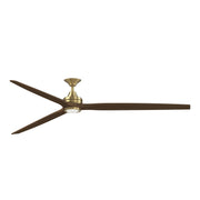 Fanimation Spitfire DC Custom 96in Downrod Ceiling Fan with LED Light | Brushed Satin Brass and Whiskey Wood | Covered | Model FPD6721BBS-96WK-LK