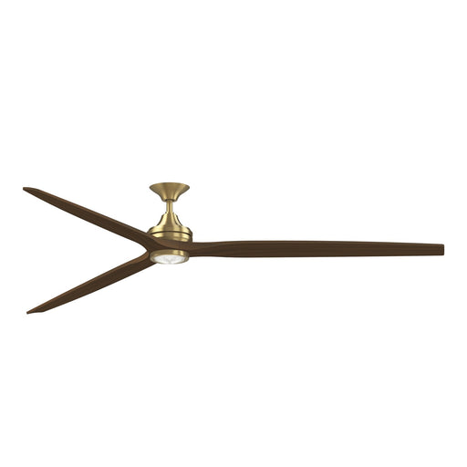 Fanimation Spitfire DC Custom 96in Downrod Ceiling Fan with LED Light | Brushed Satin Brass and Whiskey Wood | Covered | Model FPD6721BBS-96WK-LK