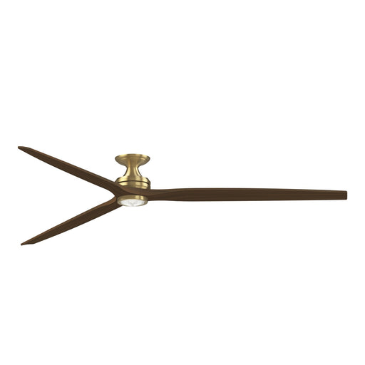Fanimation Spitfire DC Custom 96in Flush Ceiling Fan with LED Light | Brushed Satin Brass and Whiskey Wood | Covered | Model FPD6721BBS-96WK-LK-F