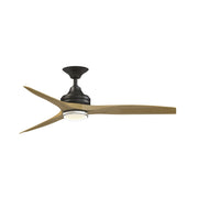 Fanimation Spitfire DC Custom 54in 1-Light Ceiling Fan | Dark Bronze and Natural Buttonwood | Covered Patio & Sunroom | Model FPD6721BDZ-54N-DWLK