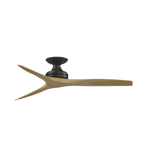 Fanimation Spitfire DC Custom 54in Flush Smart Ceiling Fan | Dark Bronze and Natural Buttonwood Blades | Covered Patio | Model FPD6721BDZ-54N-F