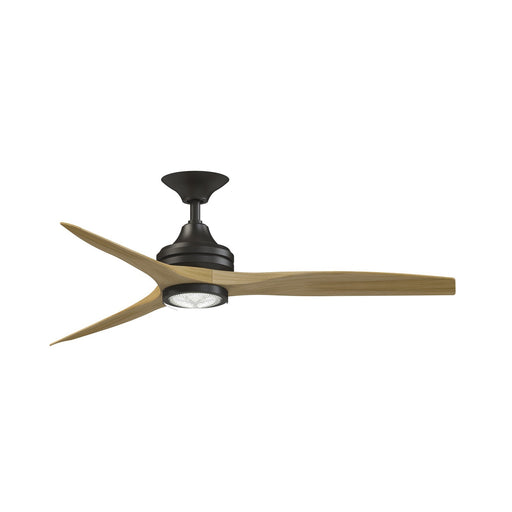 Fanimation Spitfire DC Custom 54in Downrod Smart Ceiling Fan | Dark Bronze and Natural Buttonwood Blades | Covered Patio | Model FPD6721BDZ-54N-LK