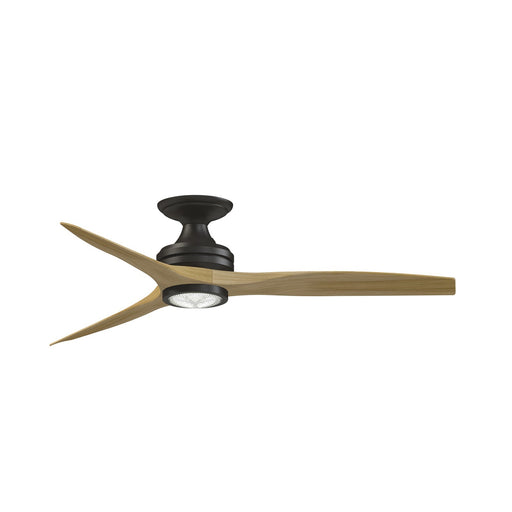 Fanimation Spitfire DC Custom 54in Flush Smart Ceiling Fan | Dark Bronze and Natural Buttonwood Blades | Covered Patio | Model FPD6721BDZ-54N-LK-F