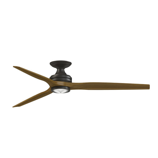 Fanimation Spitfire 64in Flush Mount Smart Ceiling Fan | Dark Bronze and Koa Wood Blades | Low Ceiling Rooms & Covered | Model FPD6721BDZ-64K-LK-F