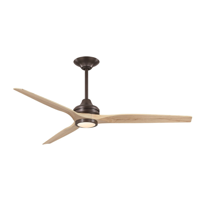 Fanimation Spitfire 64in Downrod Smart Ceiling Fan | Dark Bronze and Natural Buttonwood | Covered Patio & Living Room | Model FPD6721BDZ-64N-LK