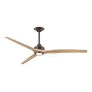Fanimation Spitfire DC Custom 72in Downrod Smart Ceiling Fan | Dark Bronze and Natural Buttonwood Blades | Covered Patio | Model FPD6721BDZ-72N-LK
