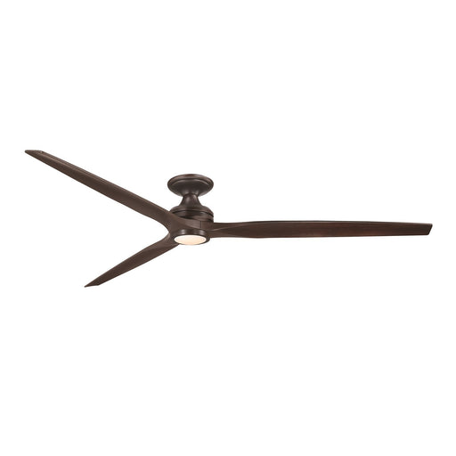 Fanimation Spitfire DC Custom 84in Flush Ceiling Fan | Dark Bronze and Dark Walnut Buttonwood Blades | Covered Patio | Model FPD6721BDZ-84DWALKF