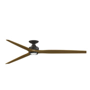 Fanimation Spitfire 84in Flush 1-Light Smart Ceiling Fan | Dark Bronze and Koa Wood Blades | Low Ceiling & Covered Patio | Model FPD6721BDZ-84K-LK-F