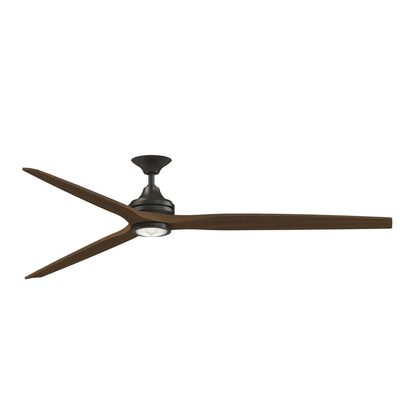 Fanimation Spitfire DC Custom 84in Ceiling Fan with LED Light | Dark Bronze and Whiskey Wood | Covered Patio & Living Room | Model FPD6721BDZ-84WK-LK