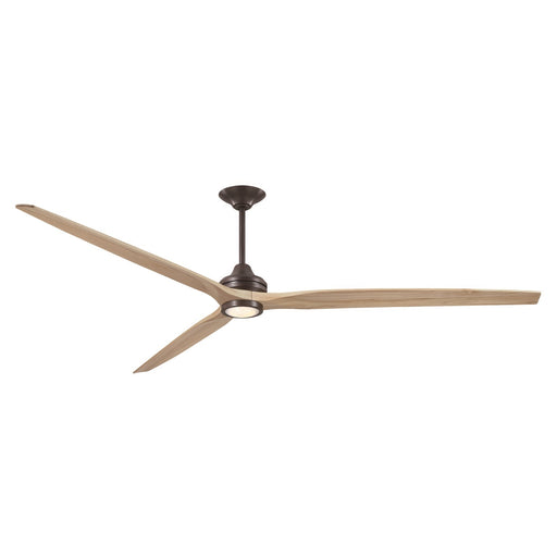 Fanimation Spitfire 96in Downrod Smart Ceiling Fan with LED CCT Select Light Kit | Dark Bronze and Natural Buttonwood | Model FPD6721BDZ-96N-LK