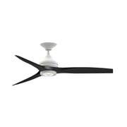 Fanimation Spitfire 54in Downrod Smart Ceiling Fan | Matte White and Black | Covered Patio & Bedroom | 54 x 54 x 19.42 in | Model FPD6721BMW-54BL-LK