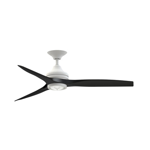 Fanimation Spitfire 54in Downrod Smart Ceiling Fan | Matte White and Black | Covered Patio & Bedroom | 54 x 54 x 19.42 in | Model FPD6721BMW-54BL-LK