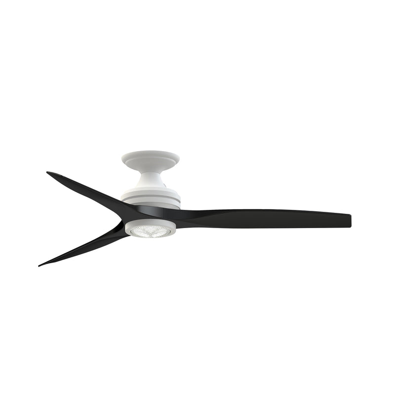 Fanimation Spitfire 54in Flush Smart Ceiling Fan | Matte White and Black | Covered Patio & Bedroom | 54 x 54 x 11.33 in | Model FPD6721BMW-54BL-LK-F