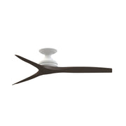 Fanimation Spitfire 54in 3-Blade Flush Smart Ceiling Fan | Matte White and Dark Walnut | Covered Patio & Bedroom | Model FPD6721BMW-54DWA-F