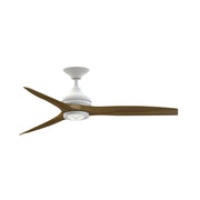 Fanimation Spitfire 54in 1-Light Smart Ceiling Fan | Matte White and Dark Walnut Wood | Covered Patio & Living Room | Model FPD6721BMW-54DWA-LK