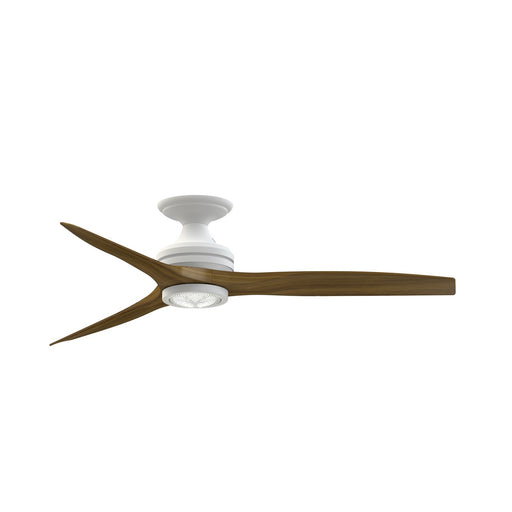 Fanimation Spitfire 54in Flush 1-Light Smart Ceiling Fan | Matte White and Dark Walnut Wood | Low Ceilings & Covered | Model FPD6721BMW-54DWA-LK-F