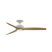 Fanimation Spitfire 54in 1-Light Flush Ceiling Fan | Modern Matte White and Natural Buttonwood | Covered Patio | Model FPD6721BMW-54N-DWLK-F