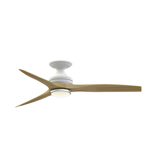 Fanimation Spitfire 54in 1-Light Flush Ceiling Fan | Modern Matte White and Natural Buttonwood | Covered Patio | Model FPD6721BMW-54N-DWLK-F