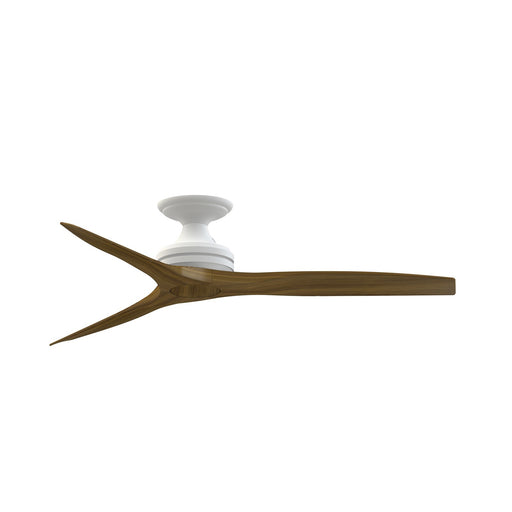 Fanimation Spitfire 54in Flush DC Smart Ceiling Fan | Matte White and Whiskey Wood | Covered Patio & Living Room | Model FPD6721BMW-54WK-F