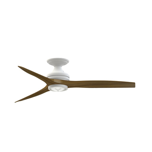 Fanimation Spitfire 54in 1-Light Flush Ceiling Fan | Matte White and Whiskey Wood | Covered Patio & Bedroom | Model FPD6721BMW-54WK-LK-F