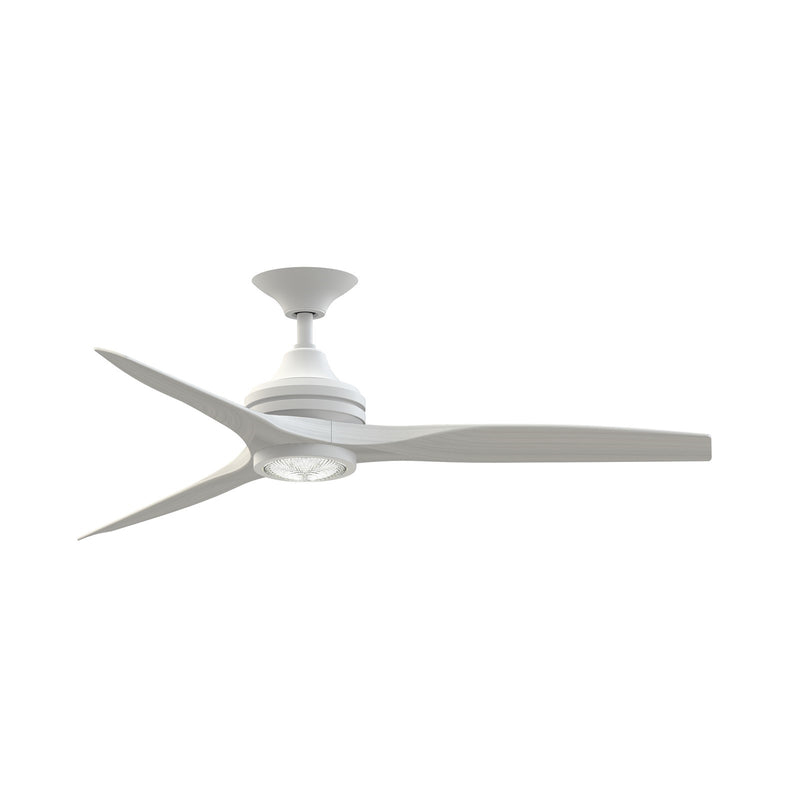 Fanimation Spitfire DC Custom 54in Smart Ceiling Fan with LED Light Kit | Matte White and White Washed Buttonwood | Model FPD6721BMW-54WW-LK