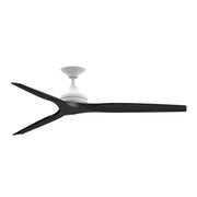 Fanimation Spitfire DC Custom 64in Smart Ceiling Fan | Matte White and Black Buttonwood | Covered Patio & Great Room | Model FPD6721BMW-64BL