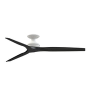 Fanimation Spitfire DC Custom 64in Flush Ceiling Fan | Matte White and Black | Covered Patio & Living Room | Model FPD6721BMW-64BL-F