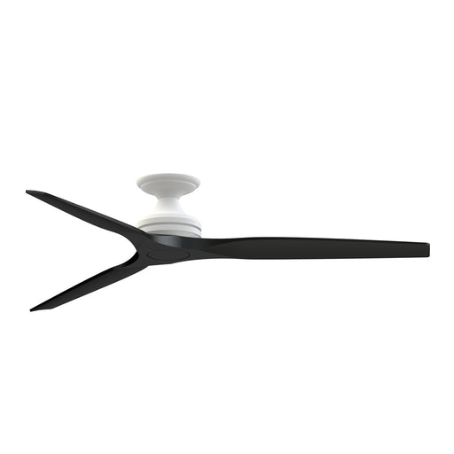 Fanimation Spitfire DC Custom 64in Flush Ceiling Fan | Matte White and Black | Covered Patio & Living Room | Model FPD6721BMW-64BL-F