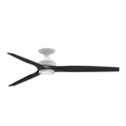 Fanimation Spitfire DC Custom 64in Flush Smart Ceiling Fan | Matte White and Black Blades | Indoor & Covered Outdoor | Model FPD6721BMW-64BL-LK-F