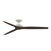 Fanimation Spitfire DC Custom 64in Flush Ceiling Fan | Matte White and Dark Walnut | Covered Patio & Bedroom | Model FPD6721BMW-64DWA-F