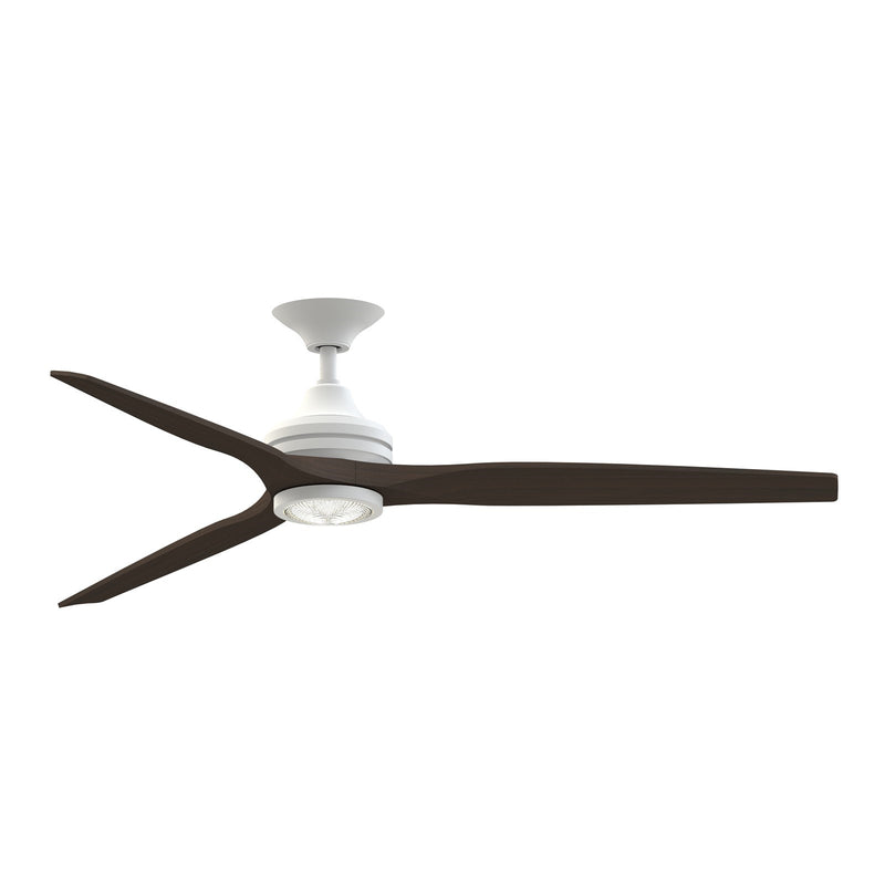 Fanimation Spitfire DC Custom 64in Downrod Ceiling Fan | Matte White and Dark Walnut | Covered Patio & Bedroom | Model FPD6721BMW-64DWA-LK