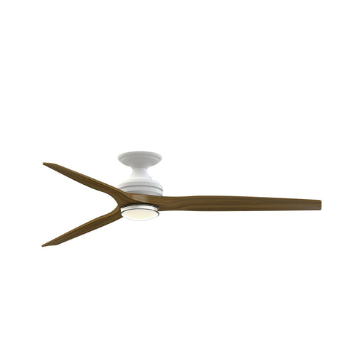 Fanimation Spitfire DC Custom 64in 1-Light Flush Ceiling Fan | Matte White and Koa Wood Blades | Covered Patio | Model FPD6721BMW-64K-DWLK-F
