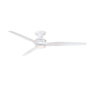 Fanimation Spitfire DC Custom 64in Flush Ceiling Fan with LED Light Kit | Matte White and Matte White Buttonwood Blades | Model FPD6721BMW-64MW-LK-F