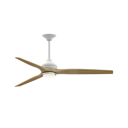 Fanimation Spitfire DC Custom 64in 1-Light Ceiling Fan | Matte White and Natural Buttonwood Blades | Covered Patio | Model FPD6721BMW-64N-DWLK