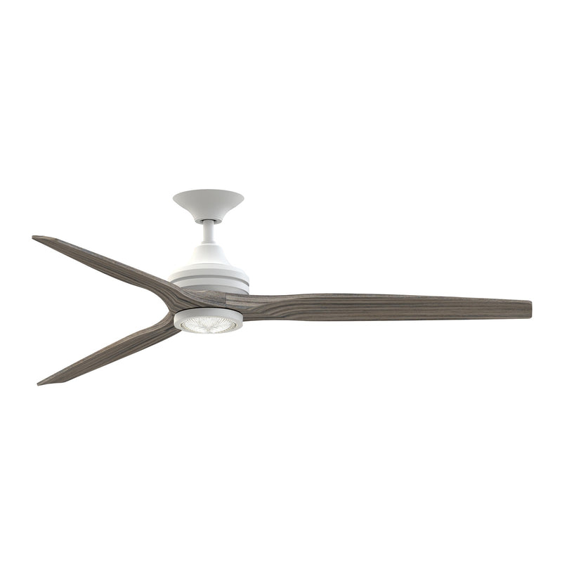 Fanimation Spitfire 64in Downrod Ceiling Fan | Matte White with Weathered Wood Blades | Covered Patio & Living Room | Model FPD6721BMW-64WE-LK