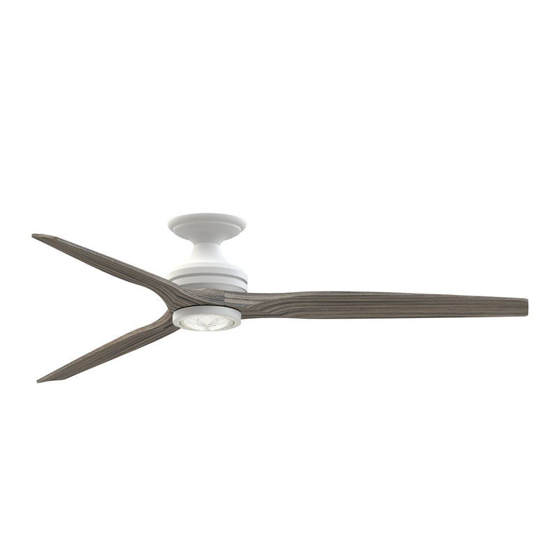 Fanimation Spitfire 64in 1-Light Smart Ceiling Fan | Matte White and Weathered Wood | Covered Patio & Living Room | Model FPD6721BMW-64WE-LK-F