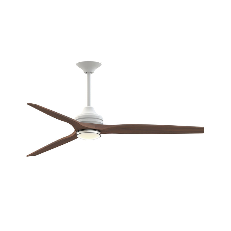 Fanimation Spitfire 64in 1-Light Smart Ceiling Fan | Matte White and Whiskey Wood | Covered Patio & Living Room | Model FPD6721BMW-64WK-DWLK