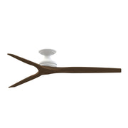 Fanimation Spitfire DC Custom 64in Flush Mount Ceiling Fan | Matte White and Whiskey Wood | Covered Patio & Bedroom | Model FPD6721BMW-64WK-F