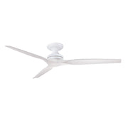 Fanimation Spitfire DC Custom 64in Flush Smart Ceiling Fan | Matte White with White Washed Buttonwood Blades | Covered | Model FPD6721BMW-64WW-F