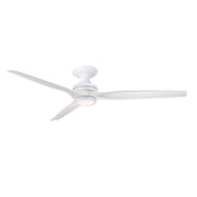 Fanimation Spitfire DC Custom 64in Flush 1-Light Ceiling Fan | Matte White and White Washed Buttonwood | Covered Patio | Model FPD6721BMW-64WW-LK-F