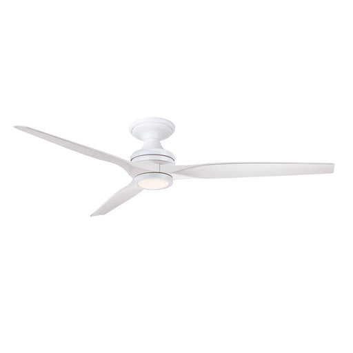 Fanimation Spitfire DC Custom 64in Flush 1-Light Ceiling Fan | Matte White and White Washed Buttonwood | Covered Patio | Model FPD6721BMW-64WW-LK-F