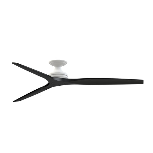 Fanimation Spitfire DC Custom 72in Flush Ceiling Fan | Matte White and Black Buttonwood | Covered Patio & Sunroom | Model FPD6721BMW-72BL-F