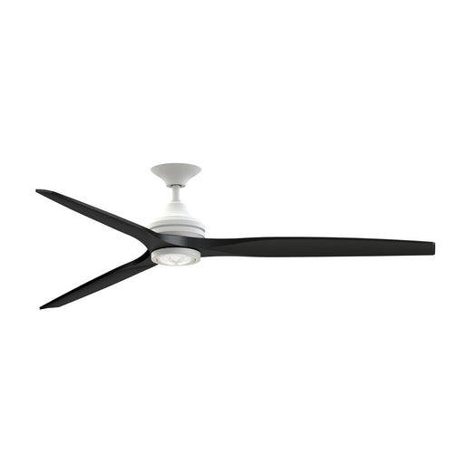 Fanimation Spitfire DC Custom 72in Downrod Ceiling Fan | Matte White and Black Buttonwood | Covered Patio & Sunroom | Model FPD6721BMW-72BL-LK