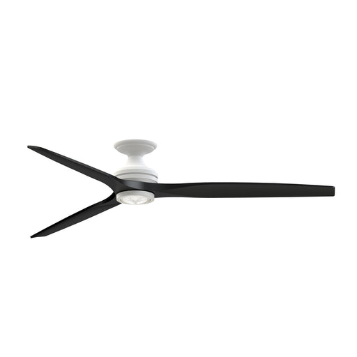 Fanimation Spitfire DC Custom 72in Flush Ceiling Fan | Matte White and Black Buttonwood | Covered Patio & Sunroom | Model FPD6721BMW-72BL-LK-F