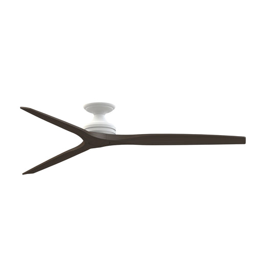Fanimation Spitfire 72in Flush Smart Ceiling Fan | Matte White and Dark Walnut Buttonwood | Low Ceiling & Covered Patio | Model FPD6721BMW-72DWA-F