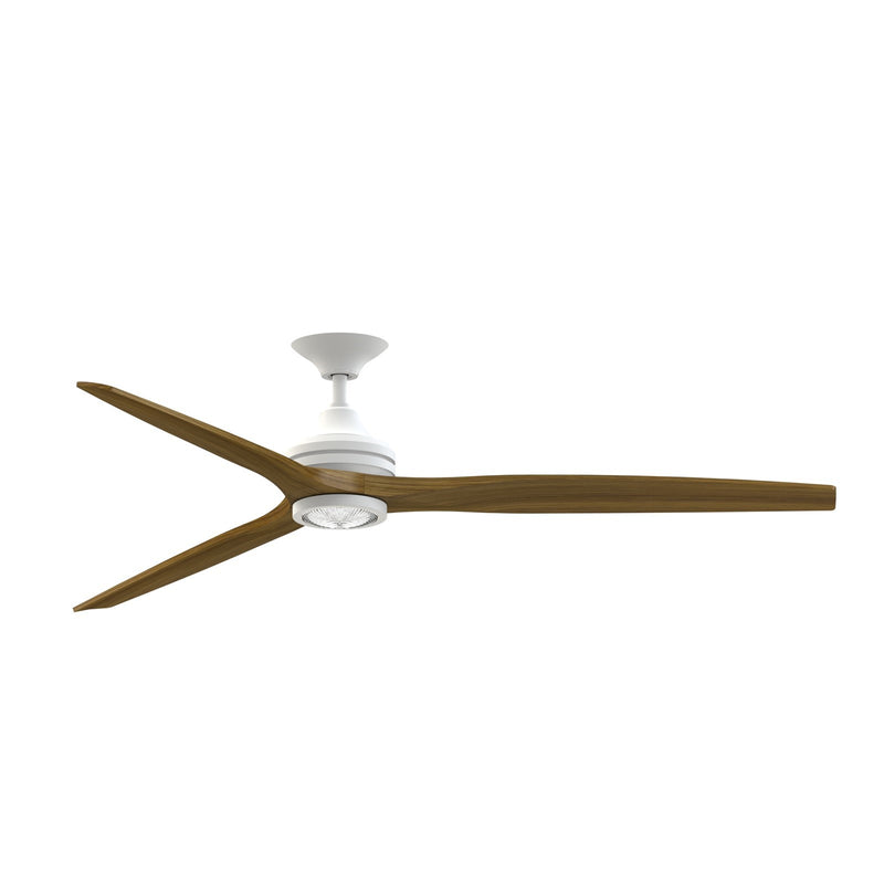 Fanimation Spitfire DC Custom 72in Ceiling Fan with LED Light | Matte White and Koa Wood Blades | Covered Patio & Living | Model FPD6721BMW-72K-LK