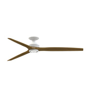 Fanimation Spitfire DC Custom 72in Flush Ceiling Fan with LED Light | Matte White and Koa Wood Blades | Covered Patio | Model FPD6721BMW-72K-LK-F